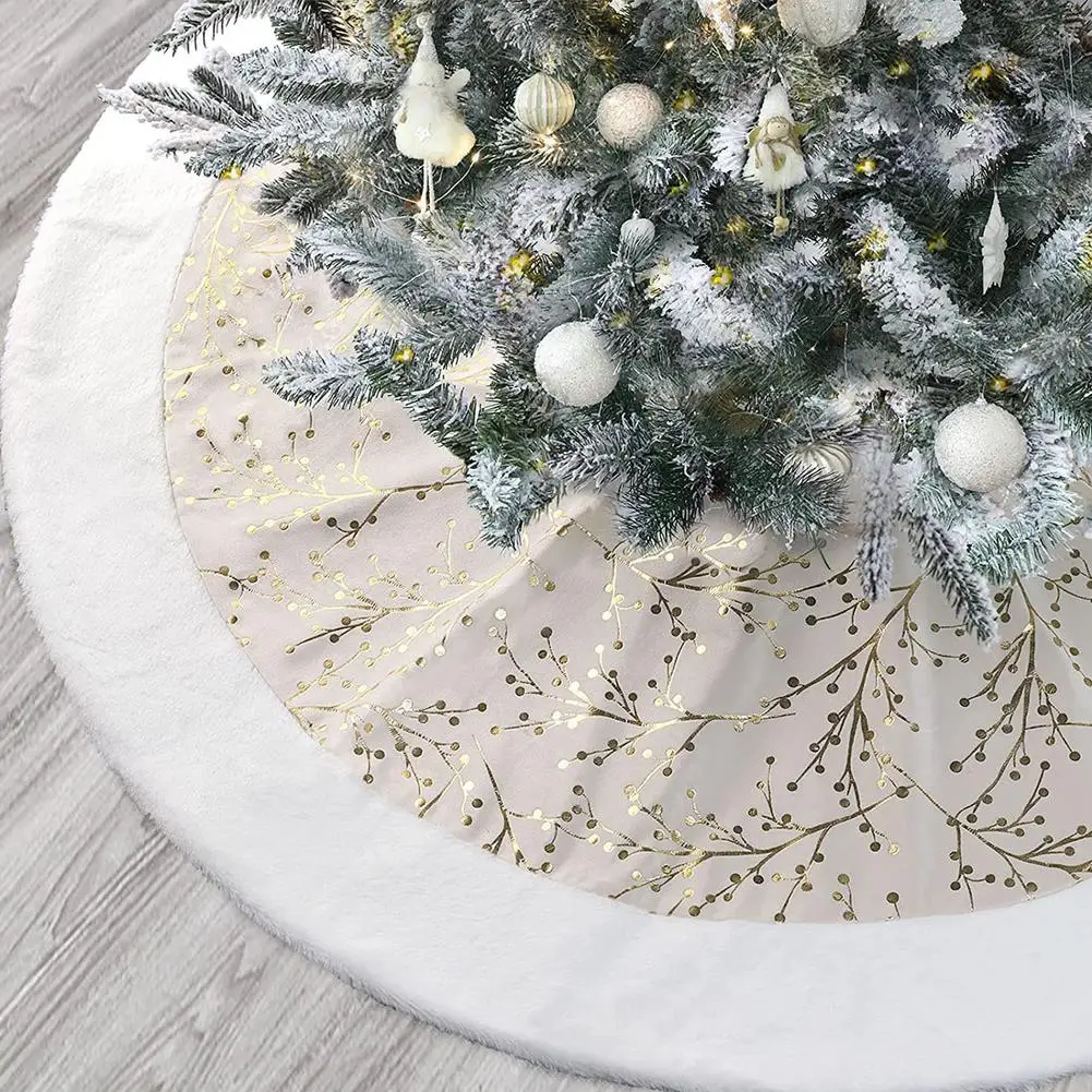 Christmas Tree Skirt 122cm Christmas Tree Foot Carpet Tree Skirt Mat Under The Tree Christmas Decorations For Home Flower Branch