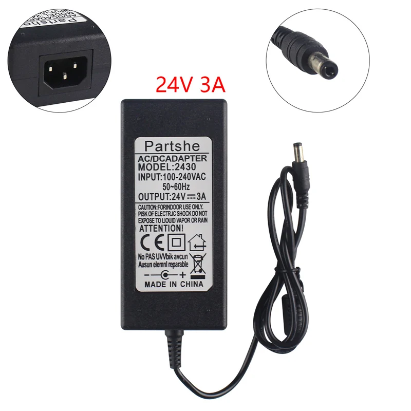 24V 3A 5.5mm*2.5mm AC/ DC Adapter For FARGO C50 Evolis zenius Dualys3 Primacy Badgy100 200 Barcode printer