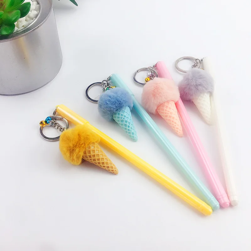 24PCS The Key Fob Ball Ice Cream Pendant Plastic Frosted Box Gel Pen Creative Network Red Stationery Kawaii School Supplies