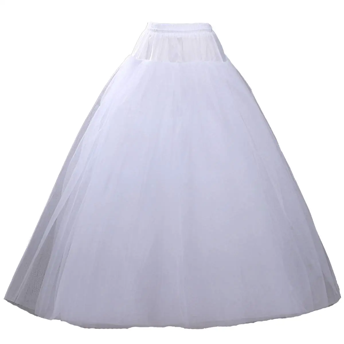 Women's 3 Layers Tulle A-Line Floor Length Hoopless Petticoat Underskirt Slips Wedding Accessories