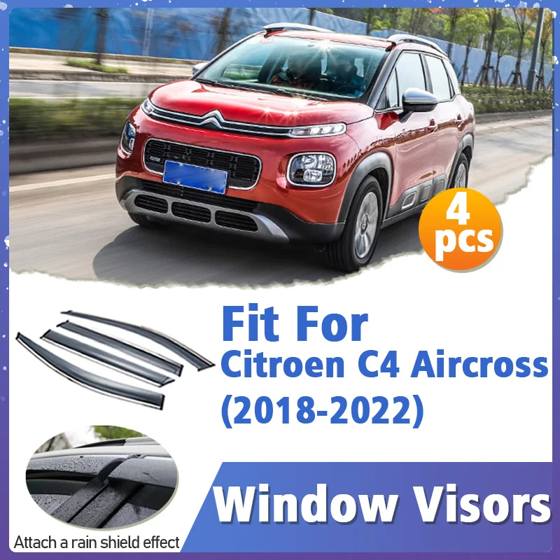 

Window Visor Guard for Citroen C4 Aircross 2018-2022 Vent Cover Trim Awnings Shelters Protection Sun Rain Deflector Accessories