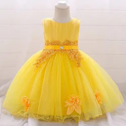 Baby Girl Clothes Flower Bow Lace 1 Yrs Birthday Dress for Girl Toddler Wedding Party Princess Baptism Dresses Evening Prom Gown