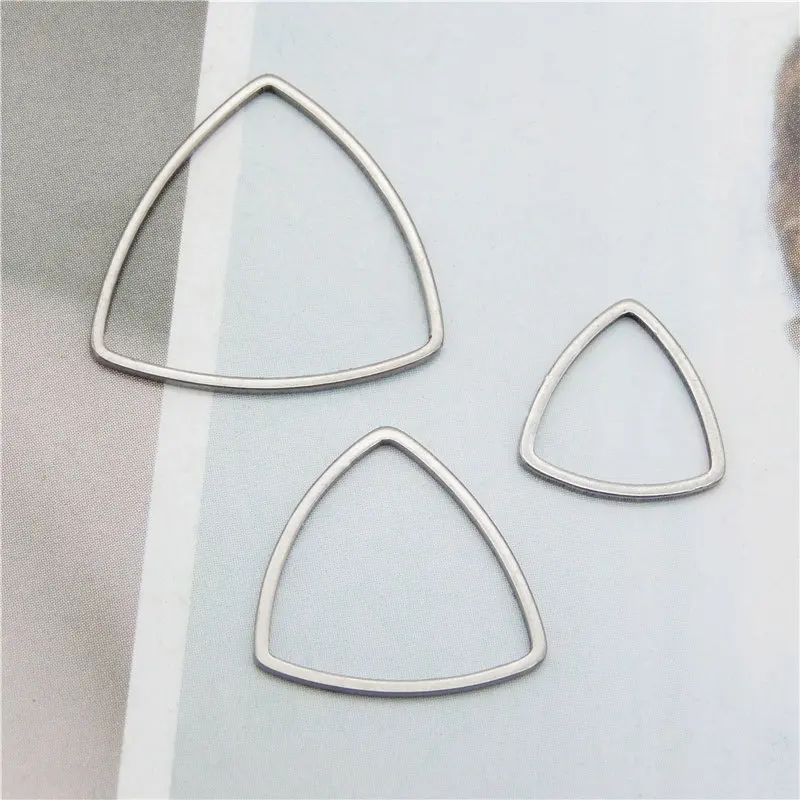 Julie Wang 12PCS Hollow Triangle Charms Stainless Steel Geometric Pendant Earrings Jewelry Making Accessory