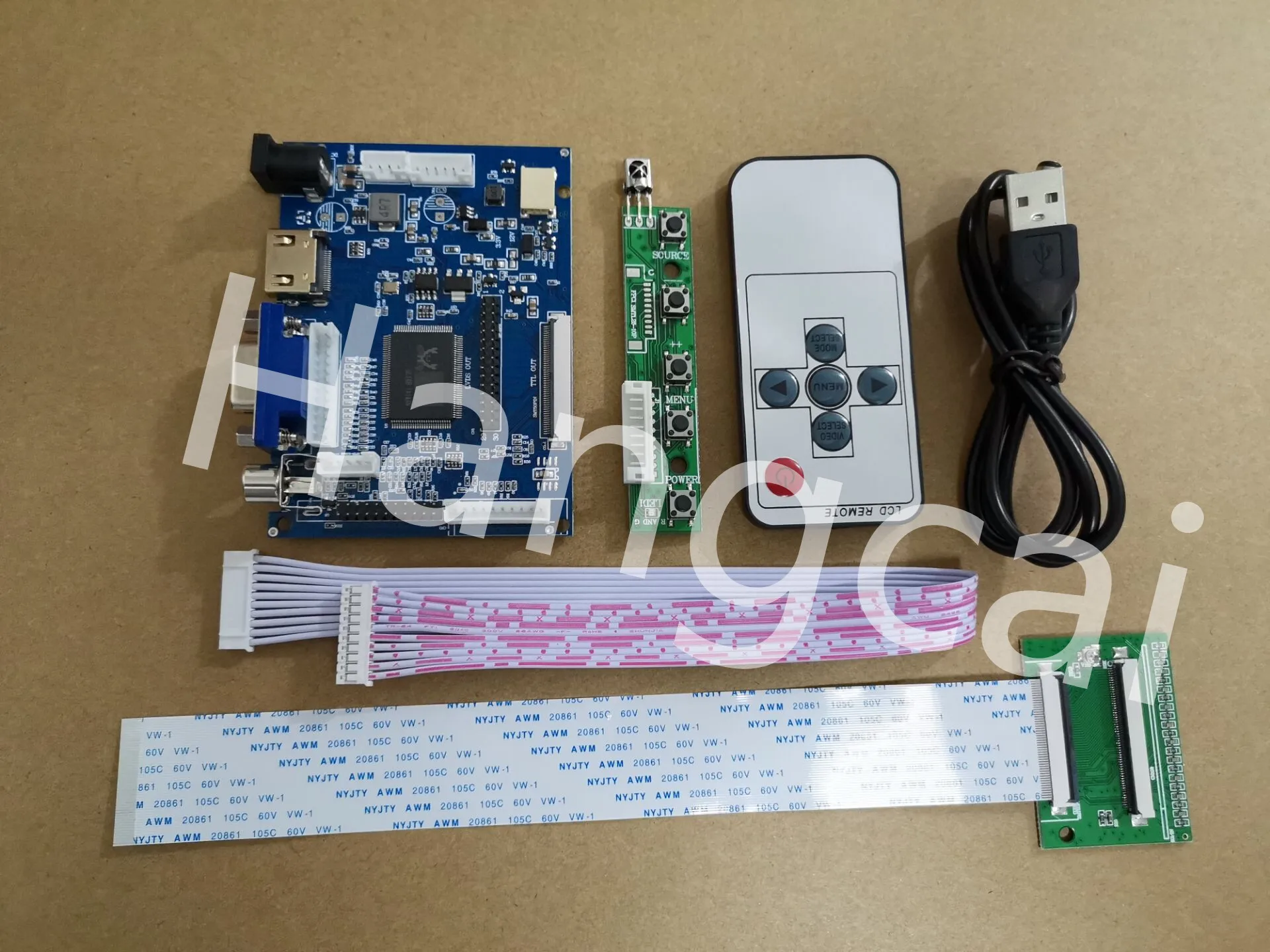 Audio+HDMI+VGA+2AV 60pin 800*480 LCD Display Driver Board Controller Kit for Panel HSD062IDW1 HSD080IDW1 HSD070IDW1