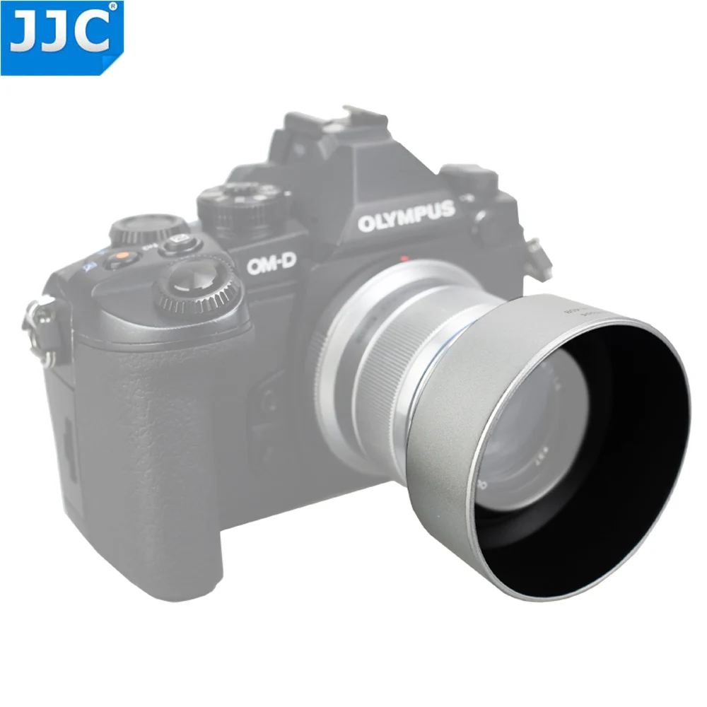 JJC LH-J40B Black Silver Pro Lens Hood Shade For Olympus M.ZUIKO DIGITAL 45mm 1:1.8 Lens Replaces Olympus LH-40B Lens Hood