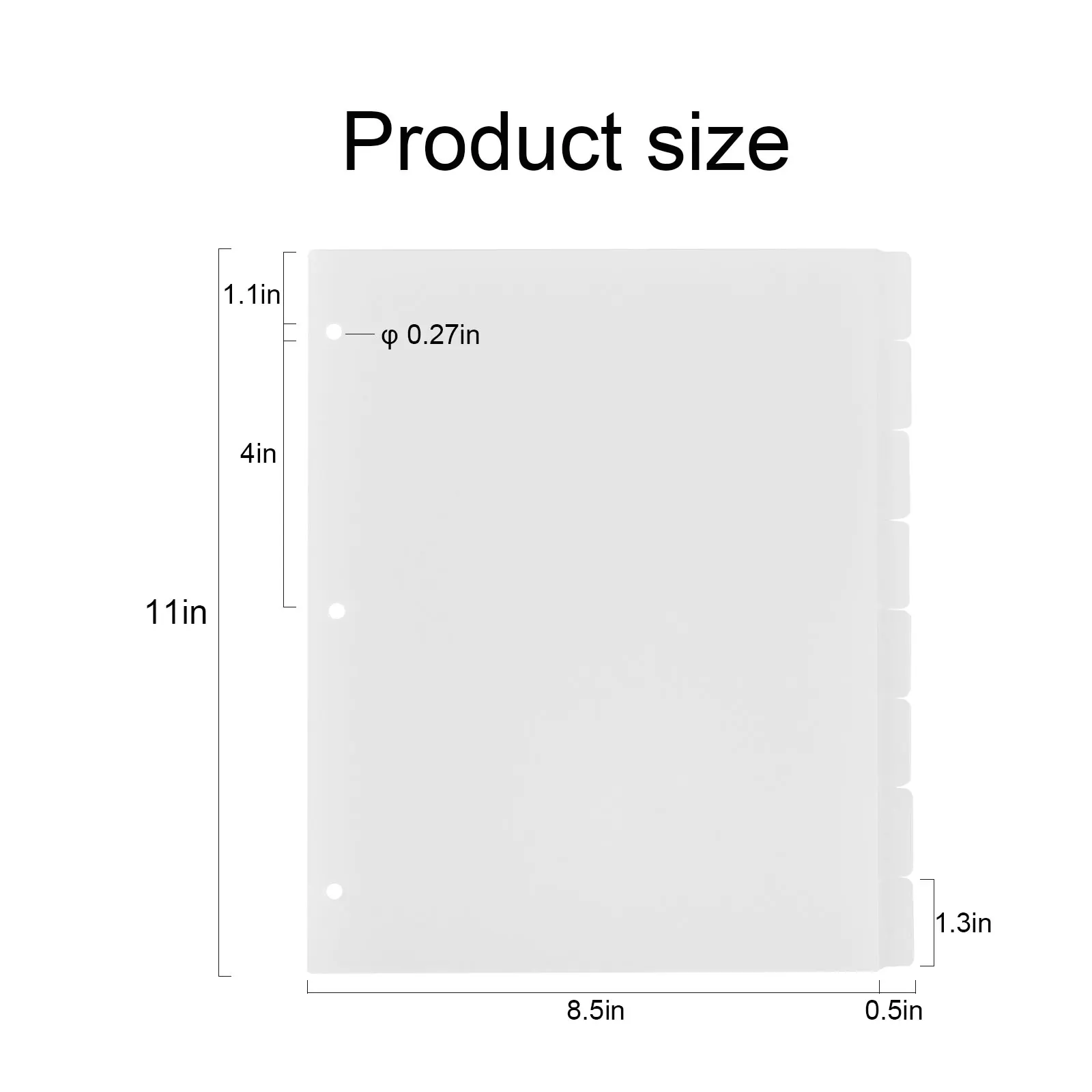 Divisórias para notebook, letras estilo eua, plástico fosco, transparente, 8.5 polegadas, x 11 polegadas, para fichário