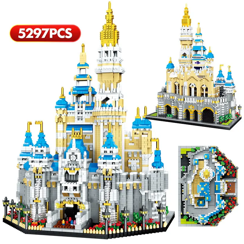 3D Diamant magische Prinzessin Schloss Bausteine Stadt Mini Architektur Vergnügung spark Figur Ziegel Spielzeug für Kinder