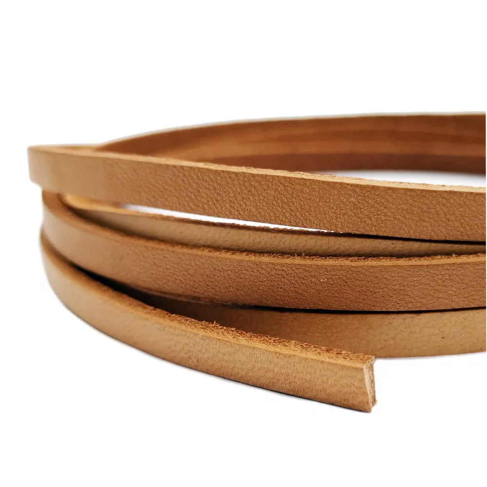 

Tan Natural 5mm Wide 2mm Thick Flat Leather Cord Jewelry Making Leather Band 5mmx2mm Genuine Cowhide