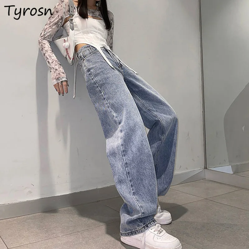 

Wide Leg Jeans Women Patchwork Design Hole Hip Hop Fashion Ulzzang Harajuku Chic Streetwear Loose Long Trousers Casual Lady New