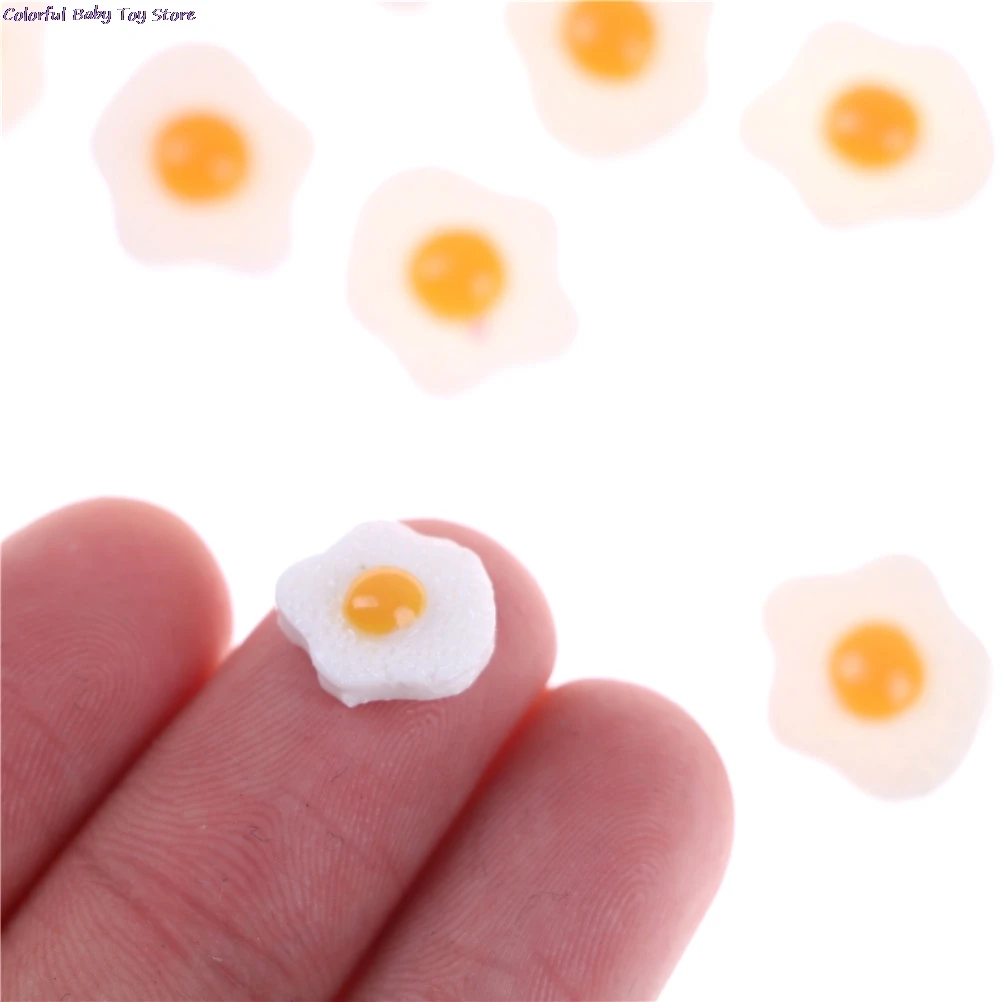 10PCS S L Diy Resin Fried Egg 1:12 White Egg Flatback Cabochons Dollhouse Miniature Food DIY Scrapbooking