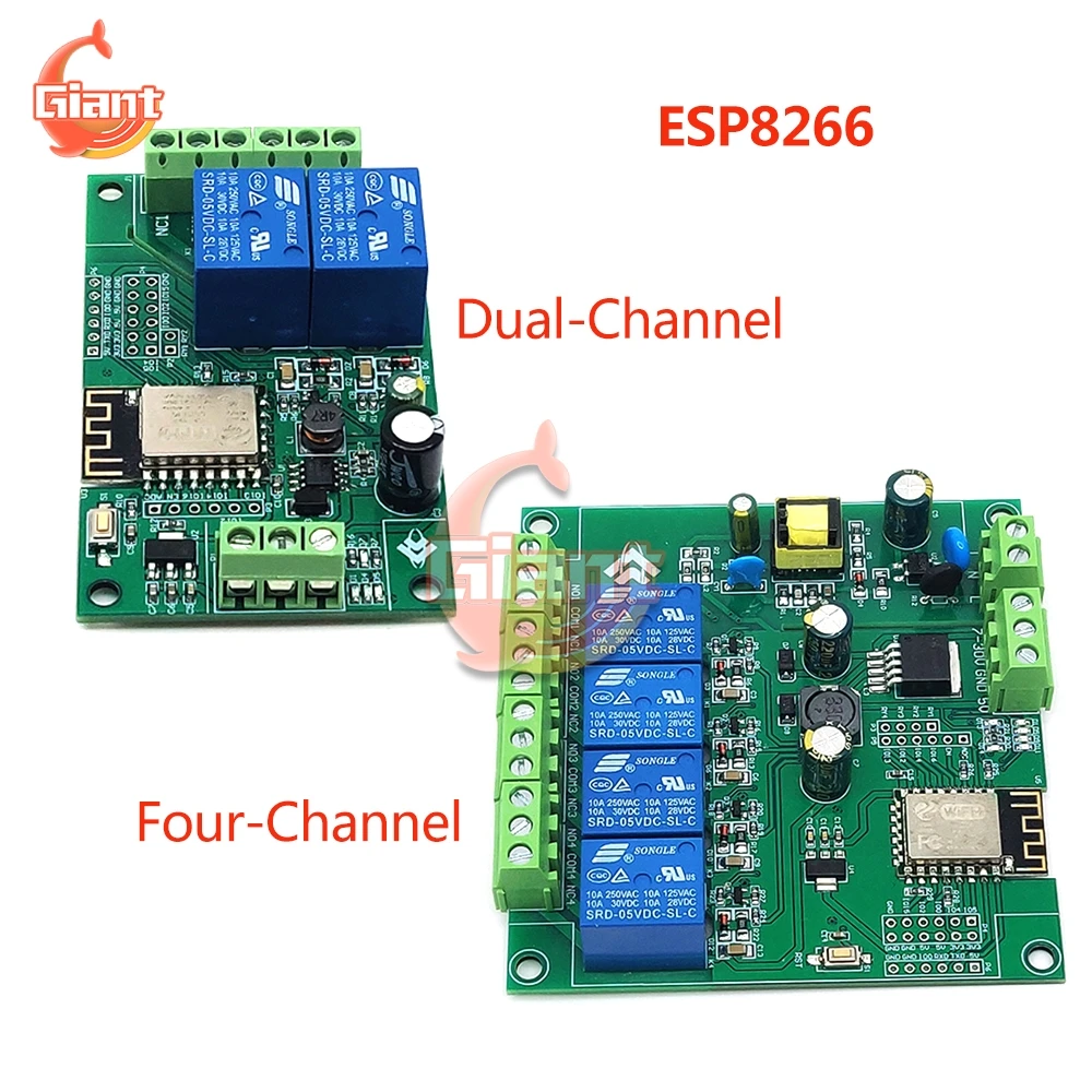 DC 5V ESP8266 2/4 Channel ESP-12F WIFI Relay Module Development Board for Remote Control Smart Home Intelligent Furniture