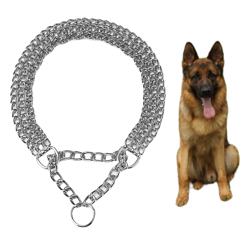 

Dog chain collar Three row Training dog P chain Collars Adjustment pet Metal necklace stainless steel for Medium large big dogs