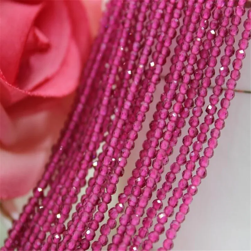 beautiful Faceted Zircon Crystal Beads 2/3mm Tiny Rub Amethys Strand Bead Wholesale Small Stone Beads For DIY Bracelet Jewelry