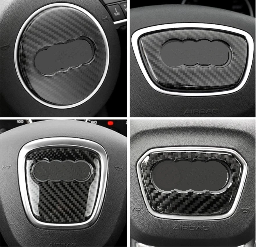 Steering Wheel Carbon Fiber Sticker 2016 Soft Design Car Styling Emblem For Audi A1 A3 A4 A5 A6 A7 A8 Q3 Q5 Q7 3D