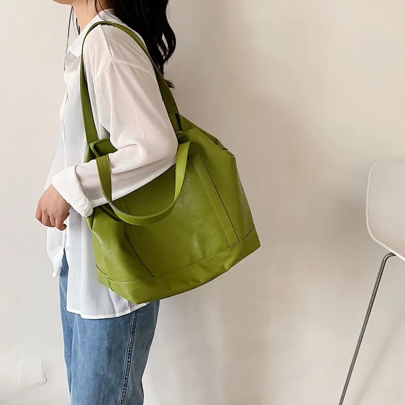 Korean Version Large-Capacity One-Shoulder Bucket Bag Casual Handbag High-Quality Fashion Big Bag Female Spring/summer