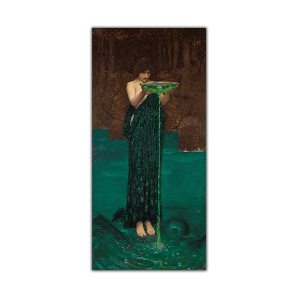Citon William Waterhouse《Circe Invidiosa》Canvas oil painting World Famous Artwork Poster Picture Wall Art Decor Home Decoration