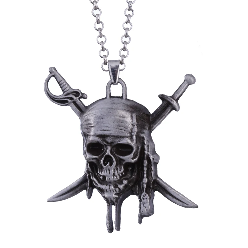 20pcs/lot Vintage Charm Pirates Of The Caribbean Necklace Jack Sparrow's Skull Pendant Necklace Jewelry For Men Women Gifts