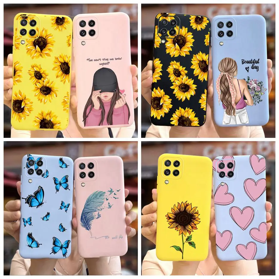 For Samsung Galaxy M32 Case Samsung M12 Soft Silicone Flower Phone Case For Samsung M32 M325F Cover Galaxy M 12 32 M12 TPU Funda