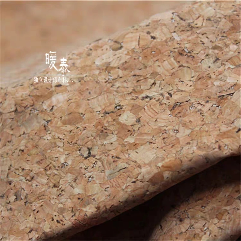 Cork Leather Fabric Sheet Material Chips Texture Wood Sense DIY Patches Notebook Purses Bag Decor Clothes Designer Fabric