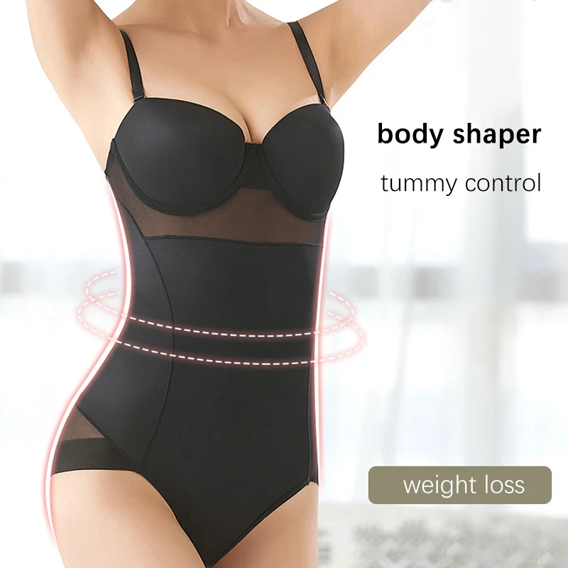 Damen Vintage Bodysuit Unterwäsche Verstellbare Bügel-Bodysuits Schwarz Dehnbar Nahtlose Shapewear Beige – Detail 4