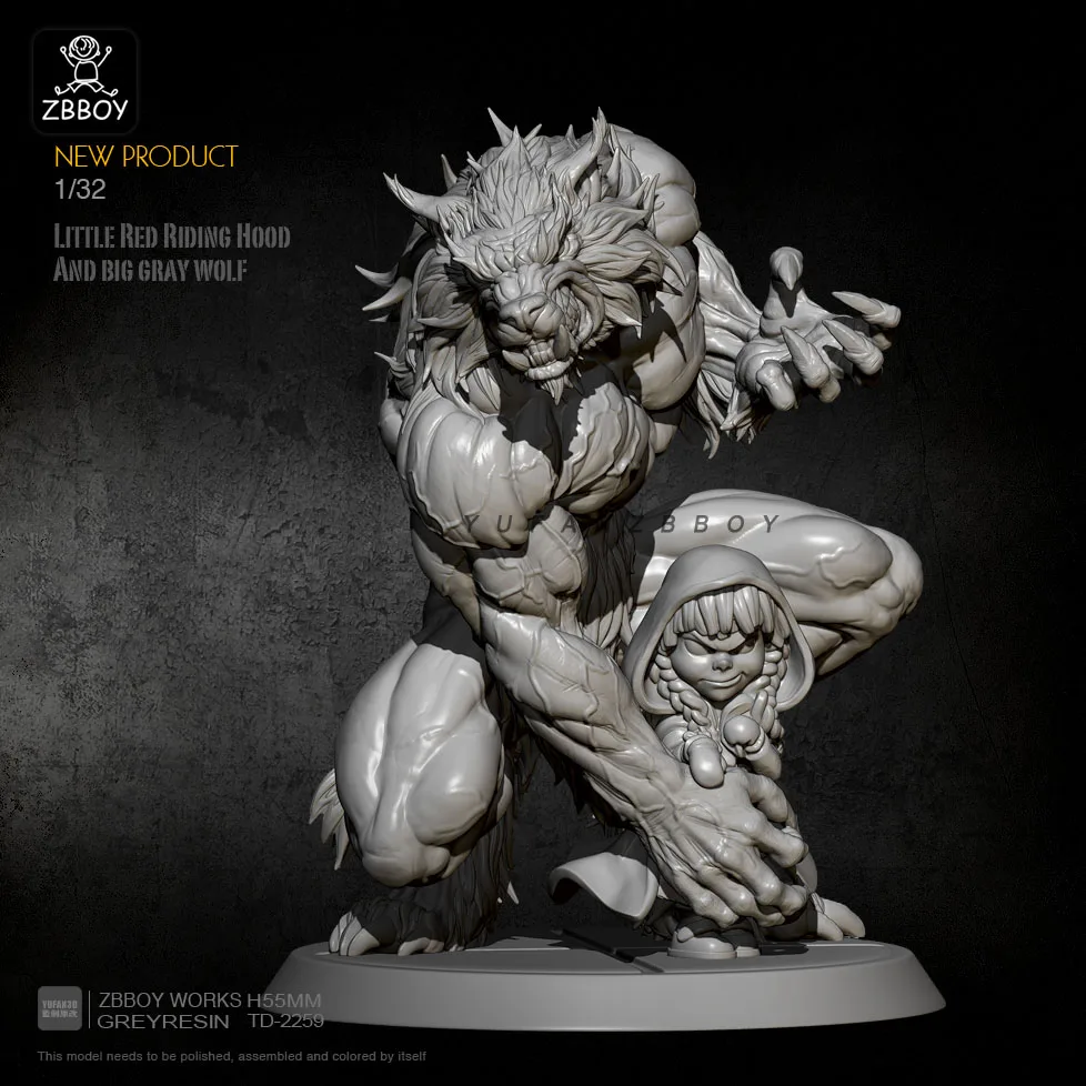 Kits de figurines reissa, modèle petit chaperon rouge et le gardien du loup géant, 1/24