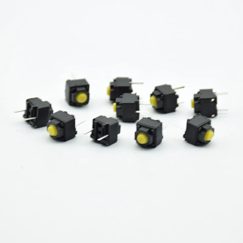 10pcs Mute button 6*6*7.3mm Silent switch wireless  wired  button micro switch yellow Push button switch