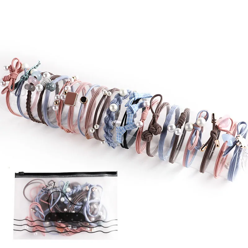 Bán Buôn Nữ Thời Trang Phụ Kiện Tóc Đơn Giản Dây Buộc Tóc Bộ Thun Tóc Nhiều Màu Sắc Cao Su Ngọc Trai Dây Buộc Tóc Cho Nữ