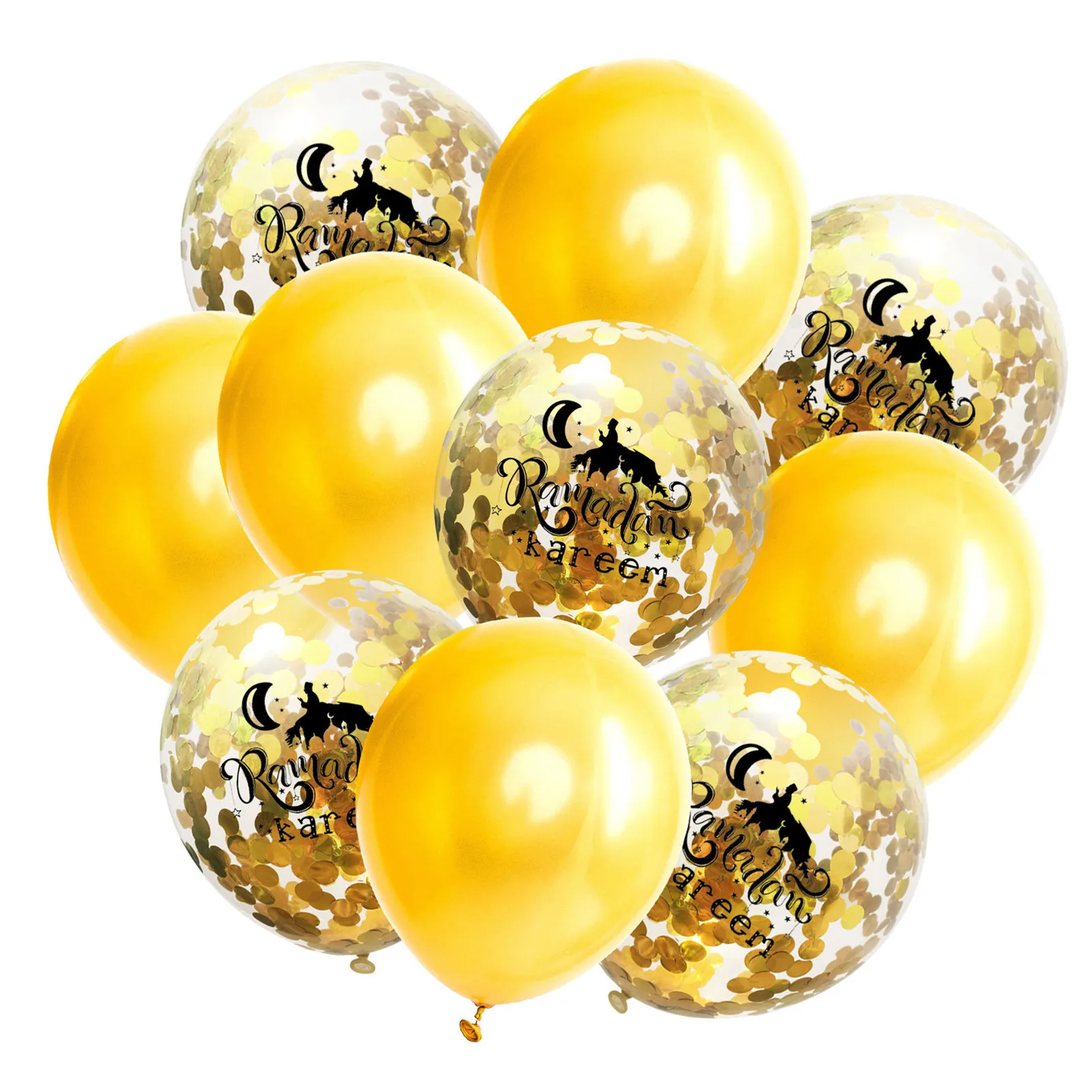10 stücke Ramadan Kareem Eid Mubarak Latex Ballon Set Ramadan Party Dekorationen Liefert Mit Konfetti Pailletten Drop Schiff Großhandel