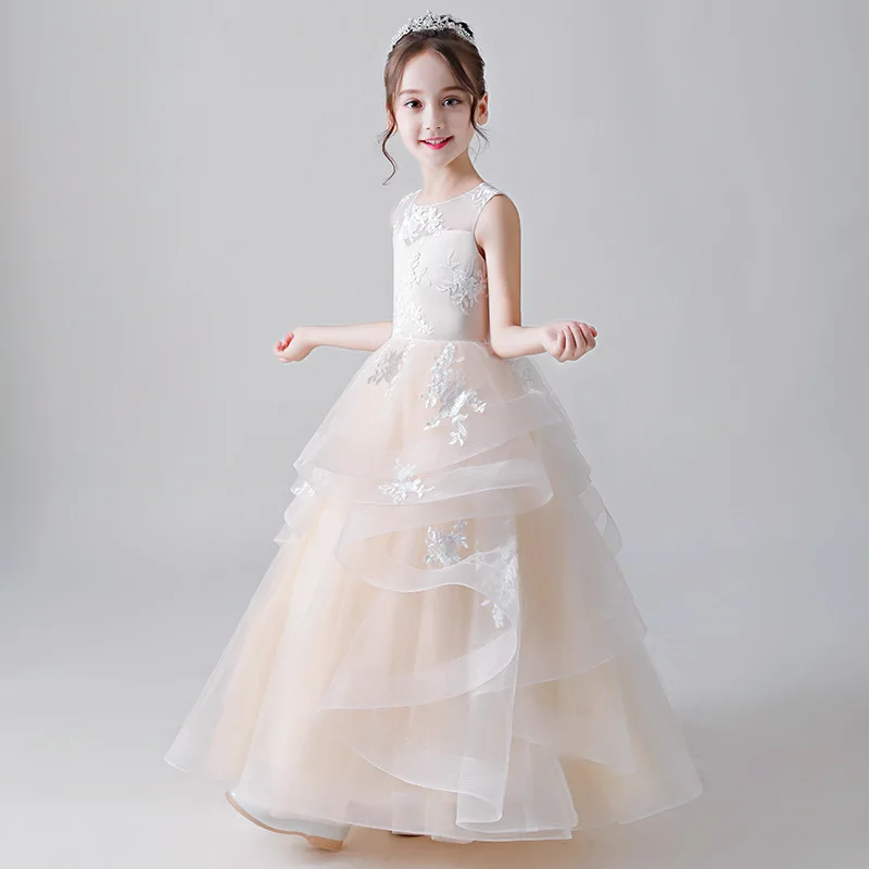 

Mingli Tengda Light Champagne Flower Girl Pageant Dresses For Girls Children Wedding Party Formal Dress Kids Primera Comunion