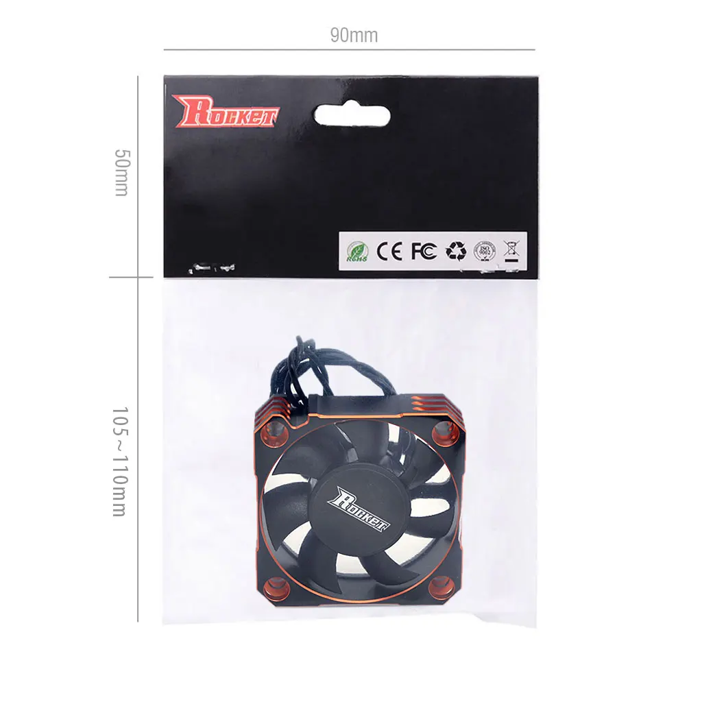 Surpass Hobby Rocket 25mm 30mm 36mm 40mm 50mm Aluminum Metal Cooling Fan For RC ESC Motor Heat Dissipation-Orange&Black