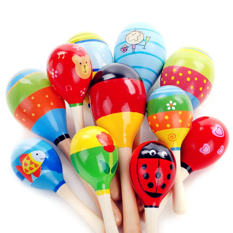 1Pc 12X4Cm Baby & Peuters Hout Zand Hamer Houten Maraca Rammelaars Zand Hamer Kids Musical Party favor Kind Shaker Baby Speelgoed