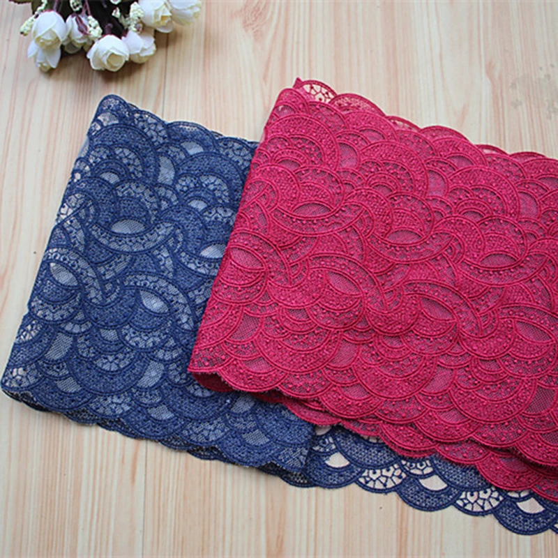 10Meters Embroidered Lace Fabric Garment Rose Red Sapphire Trim Ribbon DIY Clothing Dress Sewing Accessories