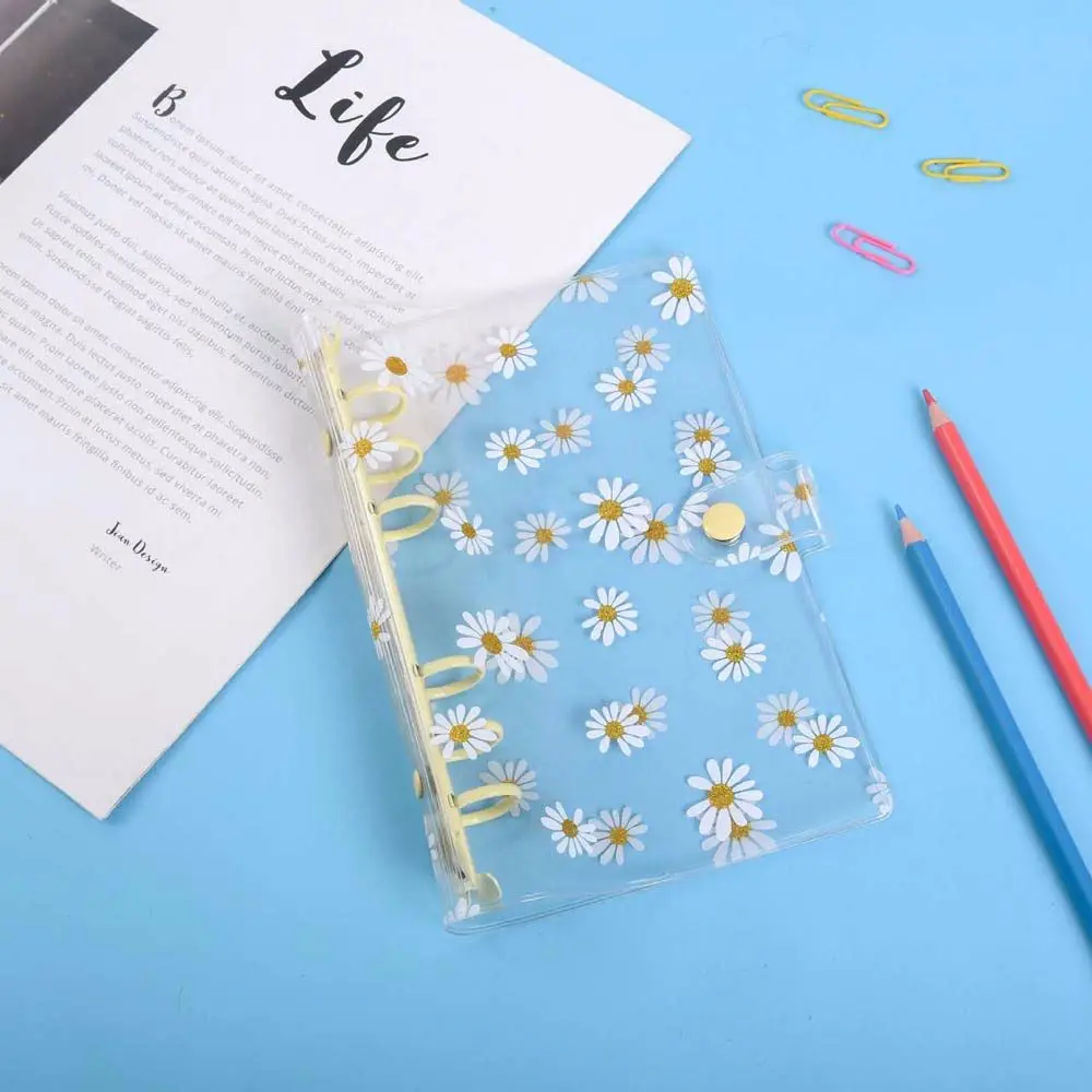 Small Fresh Style Daisy Notebook Binder Little Daisy A6 A5 Literary Binder Shell Transparent Notebook Cover School Supplies