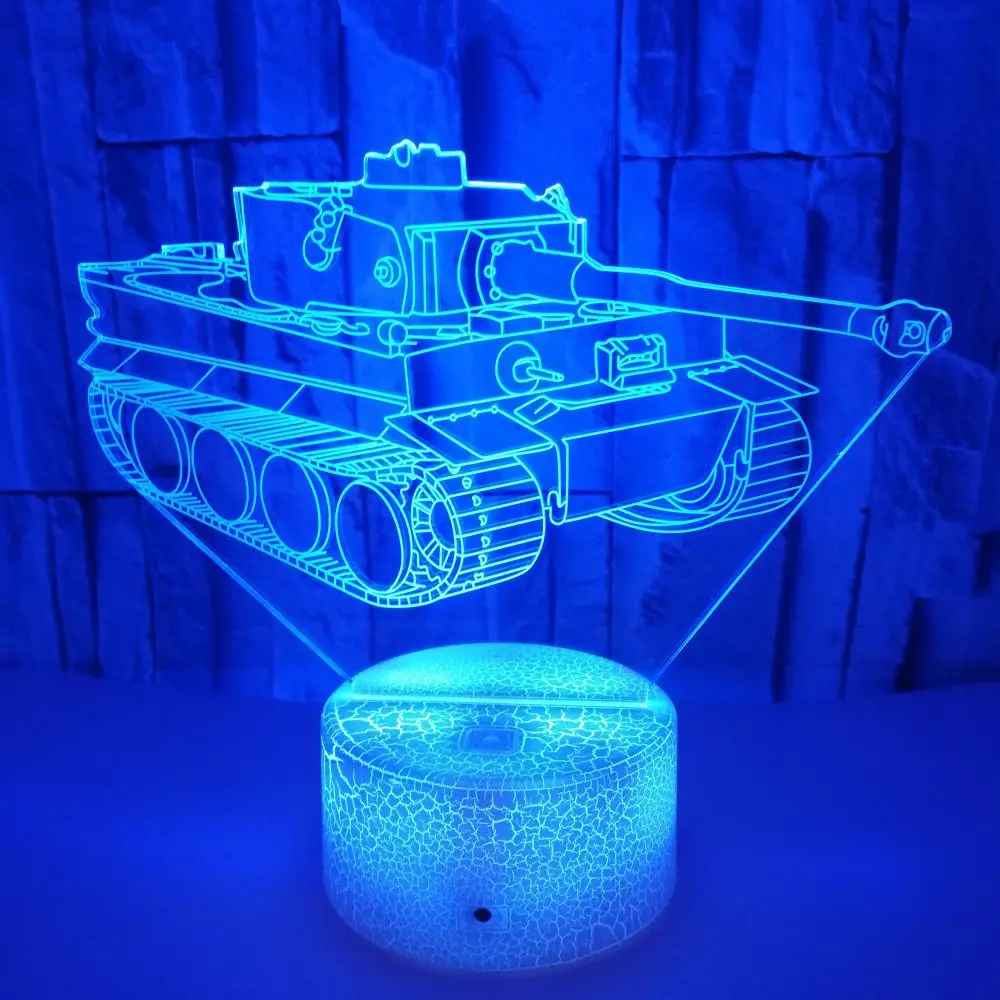 3d Visual Led Acrylic Night Light Decorative Table Lamp Bedroom Bedside Lamp Creative Tank 3D Lamp Gift Toys for Boys Christmas