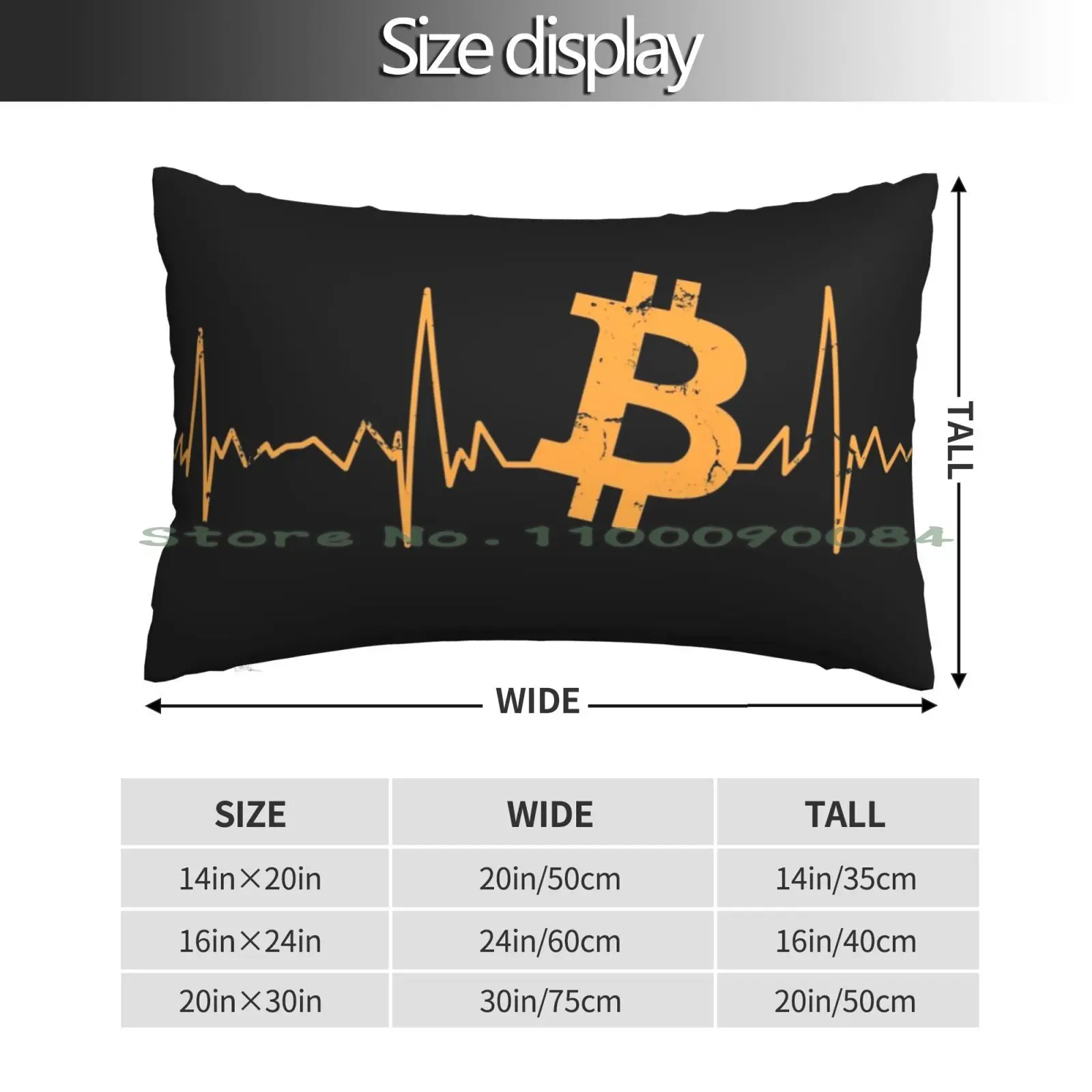 Bitcoin Heartbeat Vintage Orange Pillow Case 20x30 50*75 Sofa Bedroom Tiger Cheetah 2000s 90s Shanboujee Girly Teen Ken