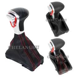 Carbon Fiber Automatic Gear Shift Knob PU Leather Boot For Audi A6 C6 S6 RS6 Avant Allroad Quattro 2005 2006 2007 2008 2009 2010