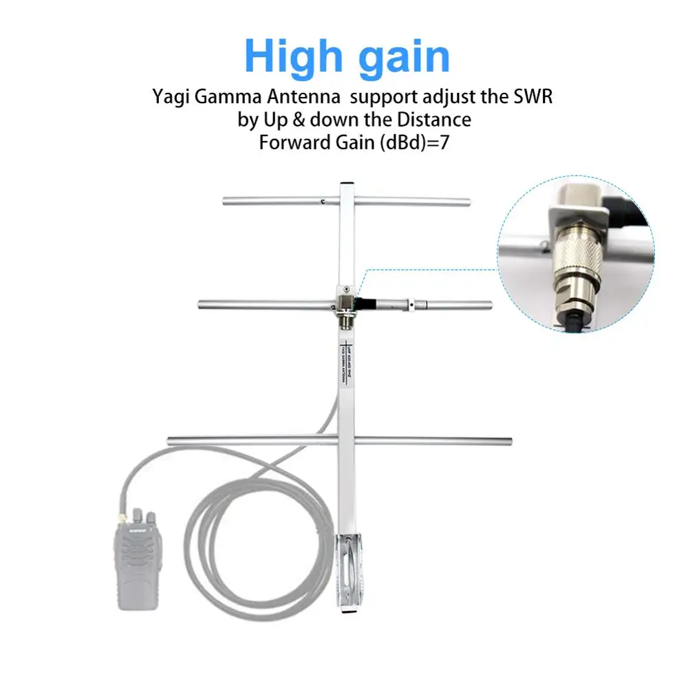 Imagem -02 - Yagi Gamma Antena Alto Ganho 7dbd Conector So239 Apto para Tyt Md398 Baofeng Bf888s Uhf Uhf430450 Mhz