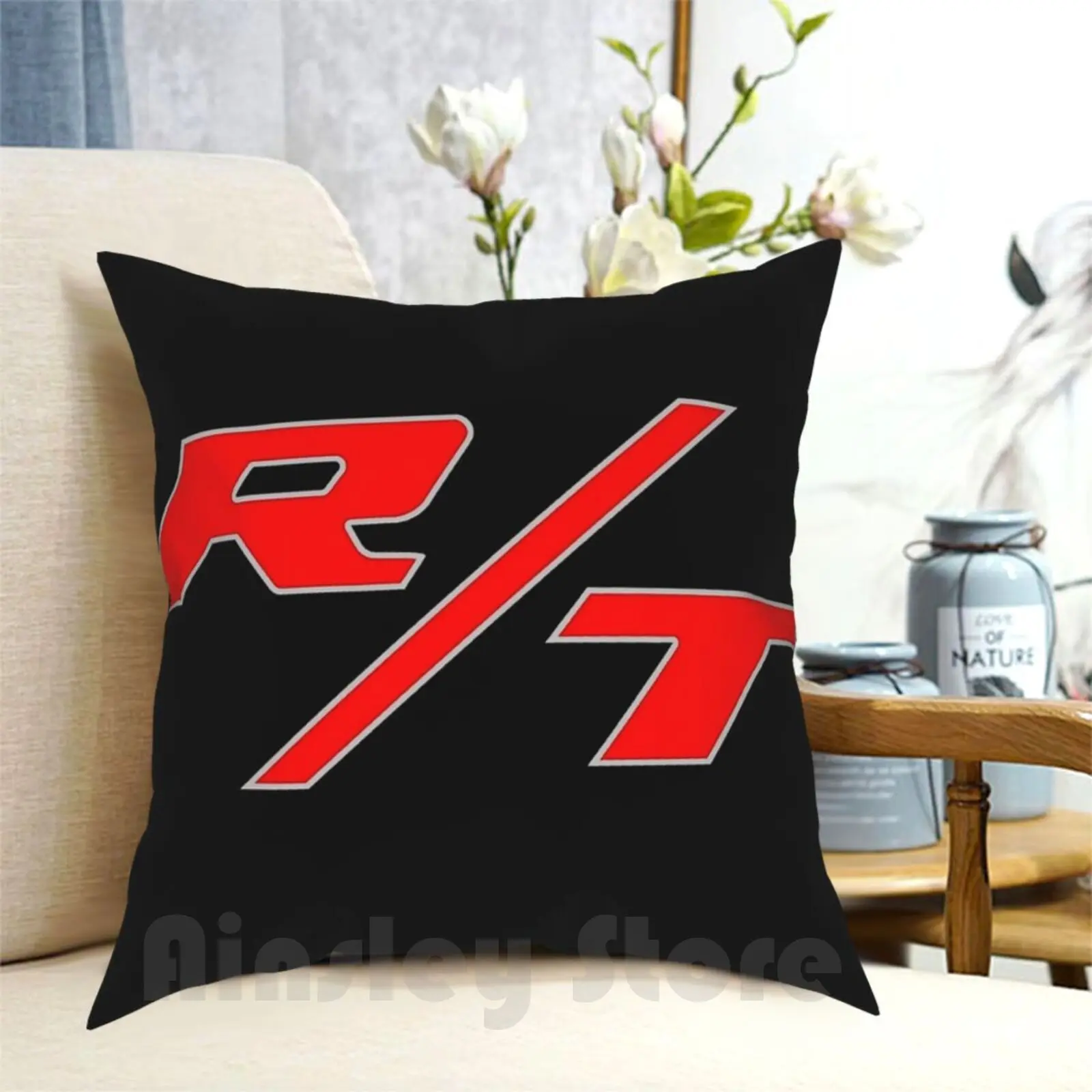 R / T Banner Pillow Case Printed Home Soft Throw Pillow Chrysler Plymouth Mopar Srt R T S E Se Sxt Ls Car Vehicle Sports