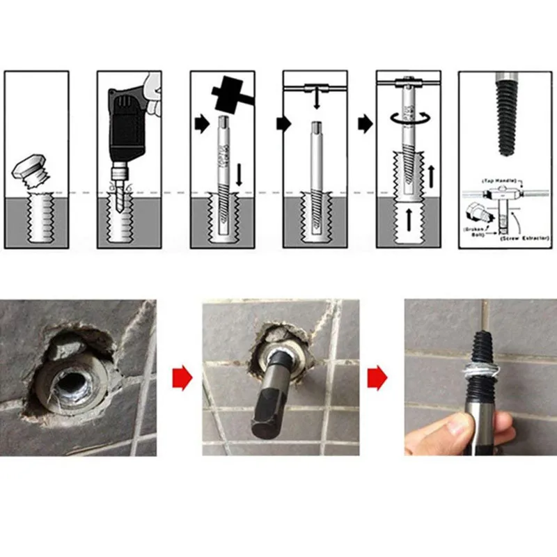 12 pezzi di strumenti di rimozione dell'estrattore di perni a vite HSS Easy Out Set di estrattori di viti rigide punte di rimozione del perno del bullone rotto