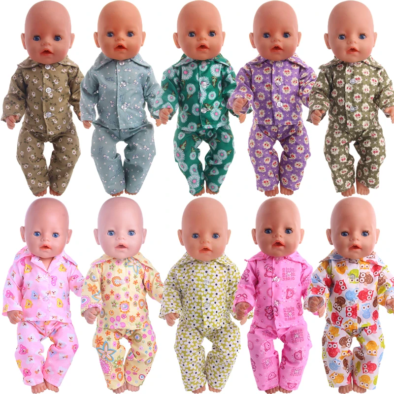 Autumn And Winter Pajamas Animal Flower Pattern For 18 Inch American Doll & 43 Cm New Born Baby Item,Our Generation,Doll Clothes