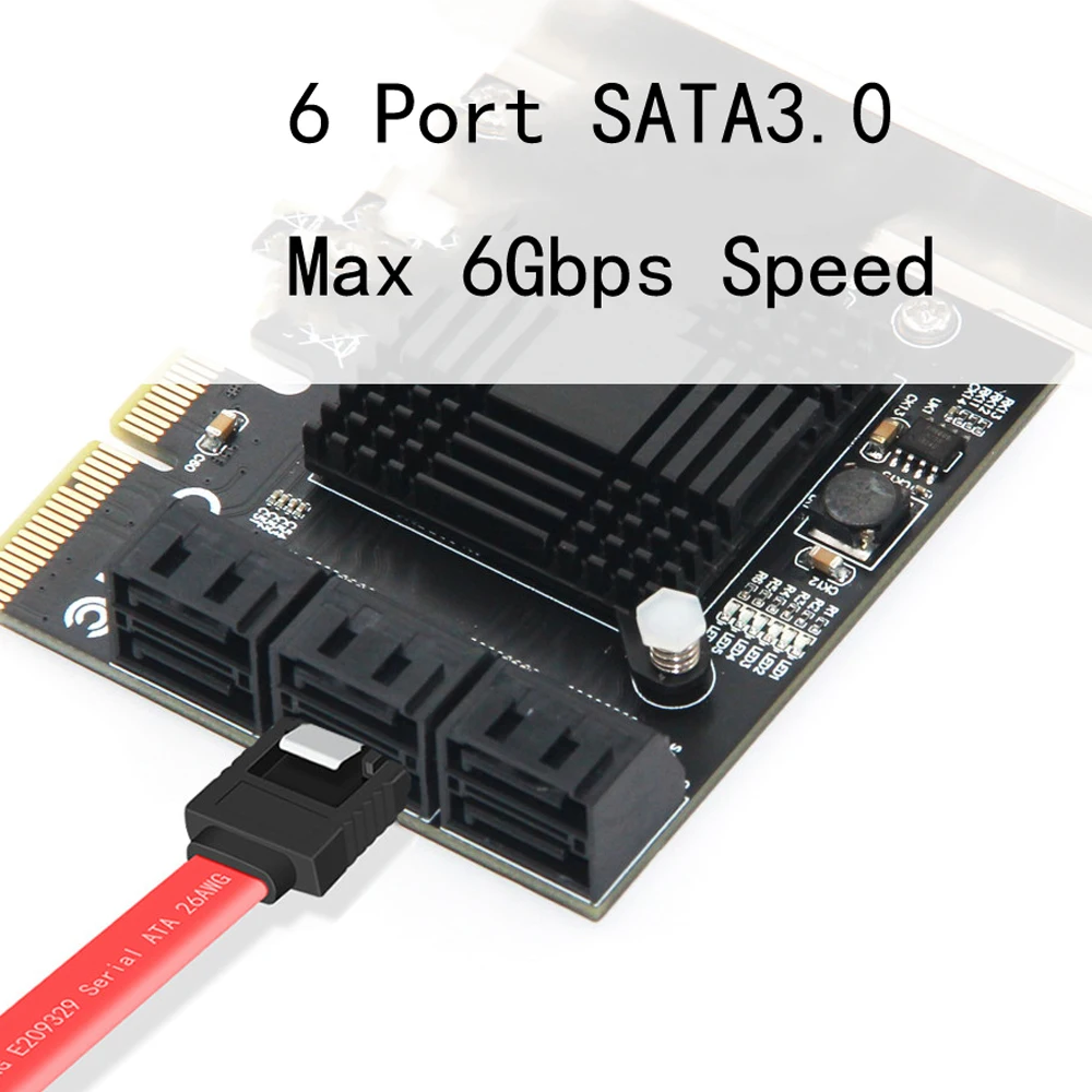 6 Port SATA 3 PCI Express Expansion Card PCI-E/PCIE SATA Controller SATA Multiplier SATA3 6Gbps ASMedia ASM1166 Chip for HDD SSD