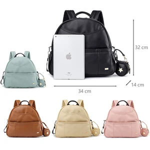 Schwarzer PU -Babywindel -Rucksack, große Kapazität, wasserdichte Taschen, Muttertasche, Reisewagen, neue Mode 8 Hauptverkaufs -Leder -Mutterschaftstasche - №5