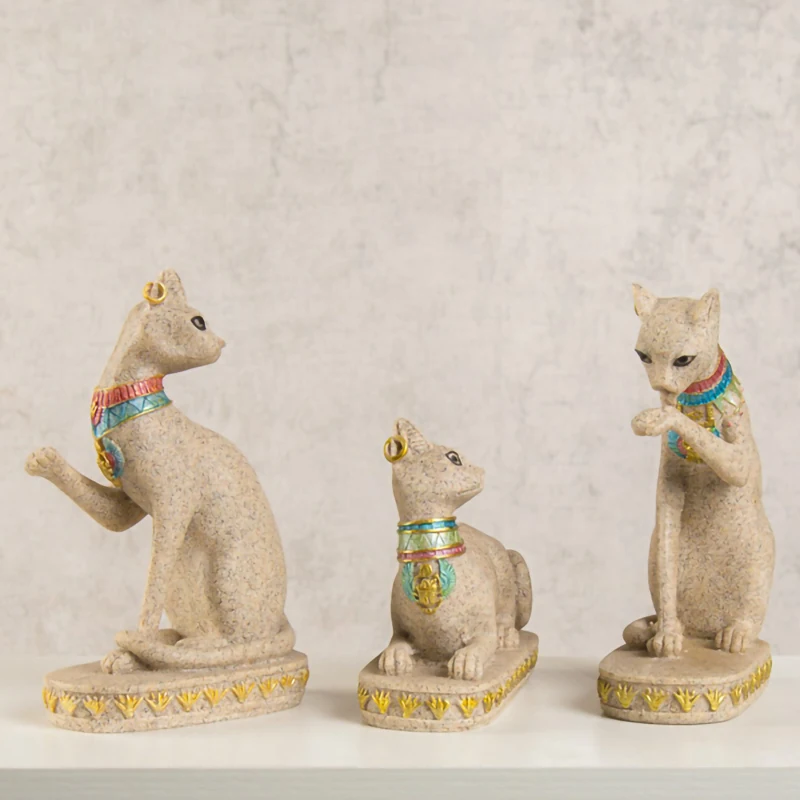 Egyptian Cat Statue Resin Crafts Decorative Ornament Vintage Gift Home Decoration Collection Room Decor Desk Showpiece Sculpture