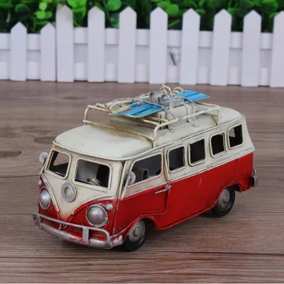 Mini car model toys Retro classic car camping bus ornamenti in ferro home coffee shop decorazioni per matrimoni regali di alta qualità