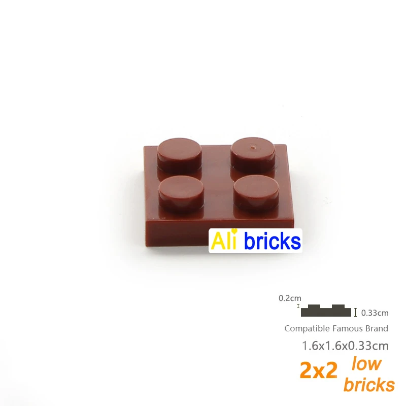 40 Stks/partij Diy Blokken Bouwstenen Dun 2X2 Educatief Assemblage Bouwspeelgoed Voor Kinderen Maat Compatibel Met 3022