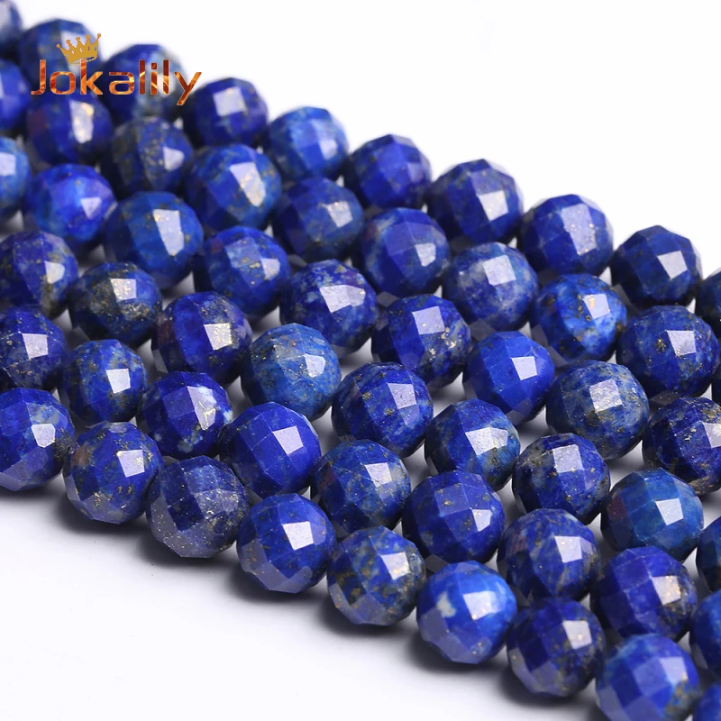 

Faceted Natural Lapis lazuli Stone Beads Loose Spacer Beads For Jewelry Making DIY Bracelets Necklaces Accessories 6 8 10mm 15"