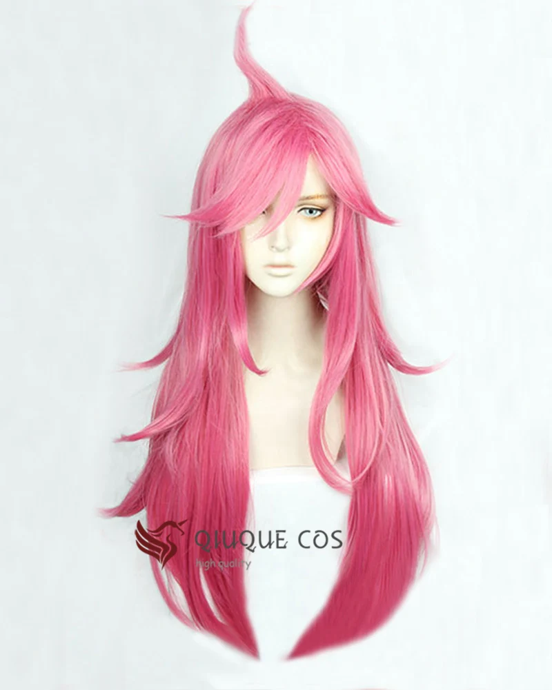 LOL Battle Academia Katarina Du Couteau 75cm Long Rose Pink Styled Hair Heat Resistant Cosplay Costume Wigs + Wig Cap