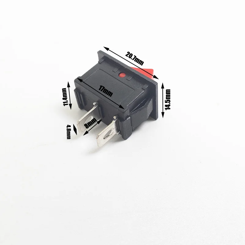 5 قطعة/الوحدة KCD1 2 دبوس 21*15 مللي متر عض في على إيقاف قارب سيارة الروك زر التبديل 6A/250V AC 10A/125V AC مع الأحمر الطاقة التبديل