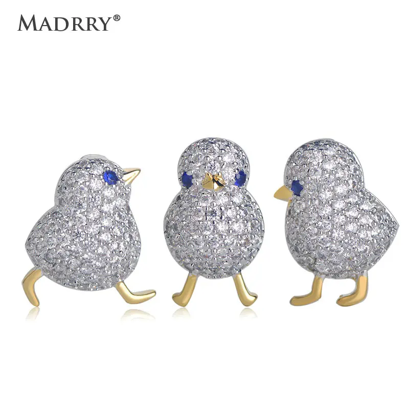 Madrry Cubic Zirconia Chick Shape Brooch Small Cute Animal Copper Brooches Suits Dress Hat Collar Scarf Buckle Jewelry Pin Gifts