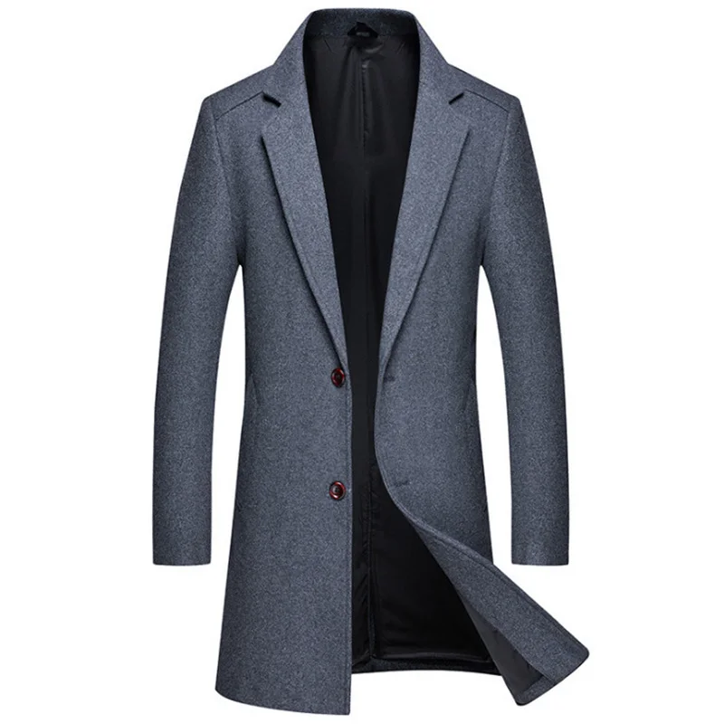 

New Boutique Men's Woolen Coat Winter Thick Slim Fit Trench Coat Men Casual Wool Jacket Warm Overcoat M-4XL